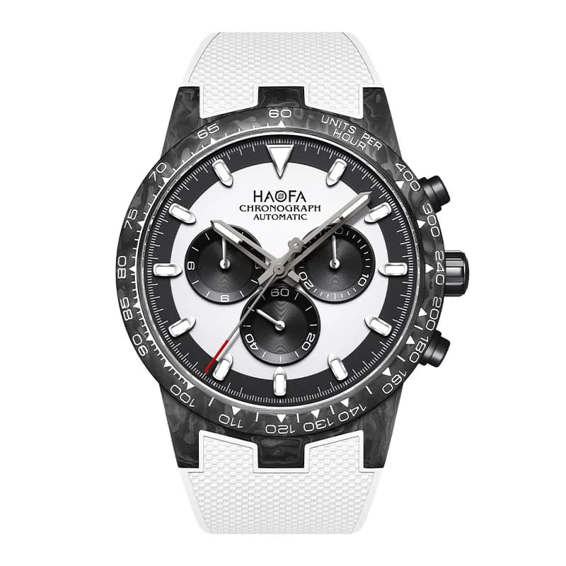 Haofa Carbon Fiber Chronograph Watch Automatic Mechanical Watches for Men Sapphire Waterproof Watch Cool Multi-function 2366