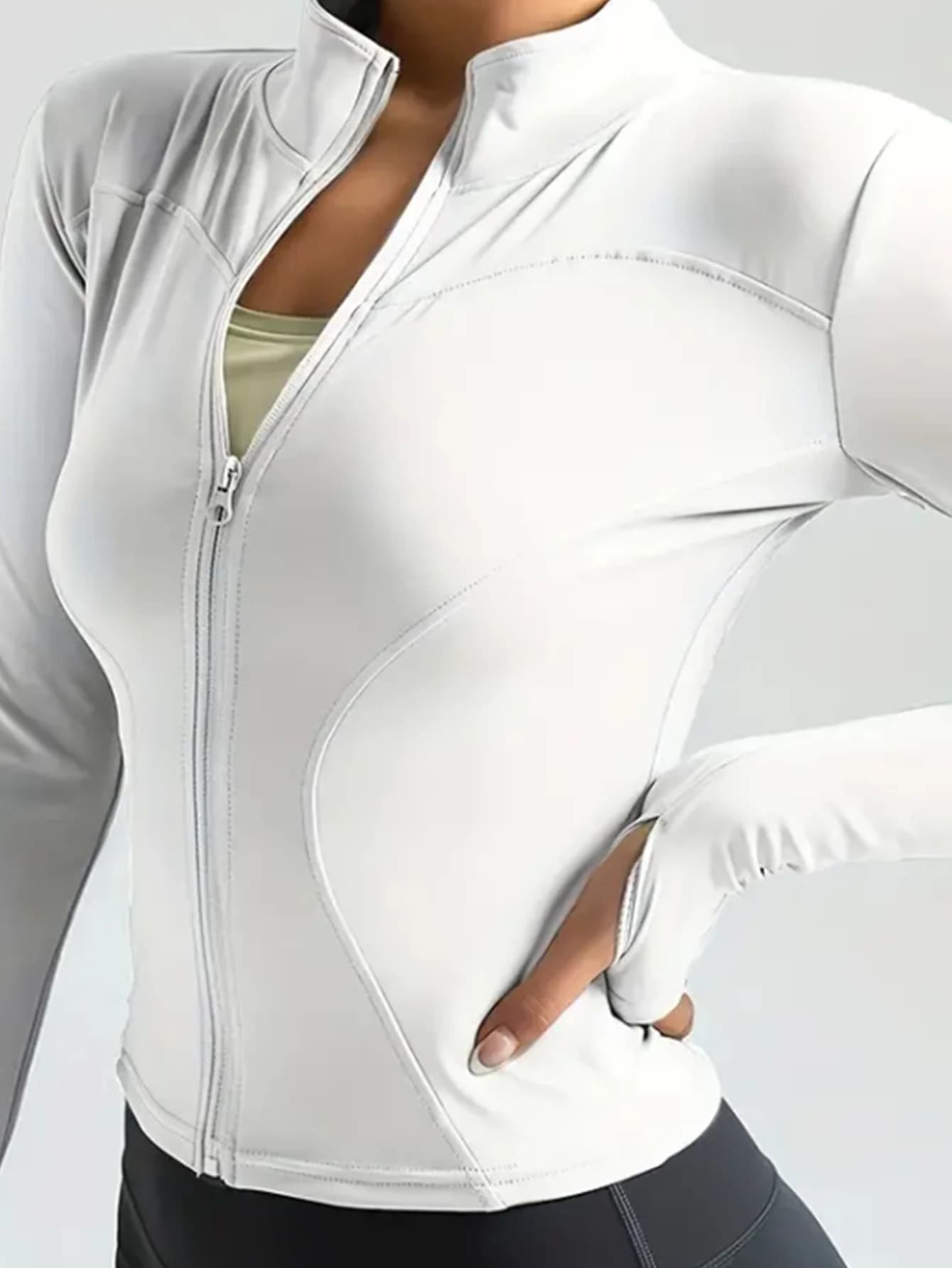 Yoga clothes women's autumn and winter sports yoga coat standing collar long sleeve top Pilates training running fitness clothes