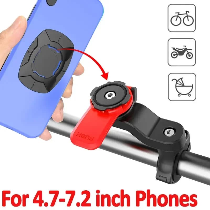 Motorcycle Bike Phone Holder Stand Bicycle Quad Lock Phone Holder Bike Holder 360° Rotatable Navigation Support Security Bracke