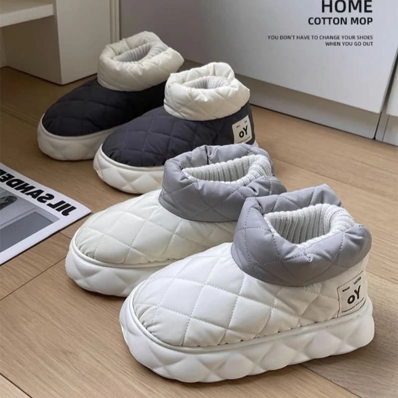 Home Fuzzy Snow Ankle Boots Women Winter Warm Fur Plush Outdoor Female Thermal Furry House Room Shoe Men Flat Flip Flop Slipper