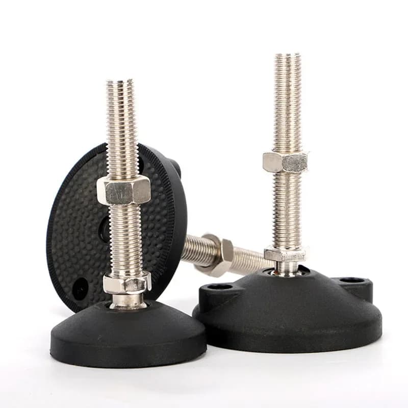 4pc M10 M12 Threaded Swivel Base Adjustable Table Leg Leveling Foot Articulated Furniture Leg Fixed Shock-proof Steel Foot Cup