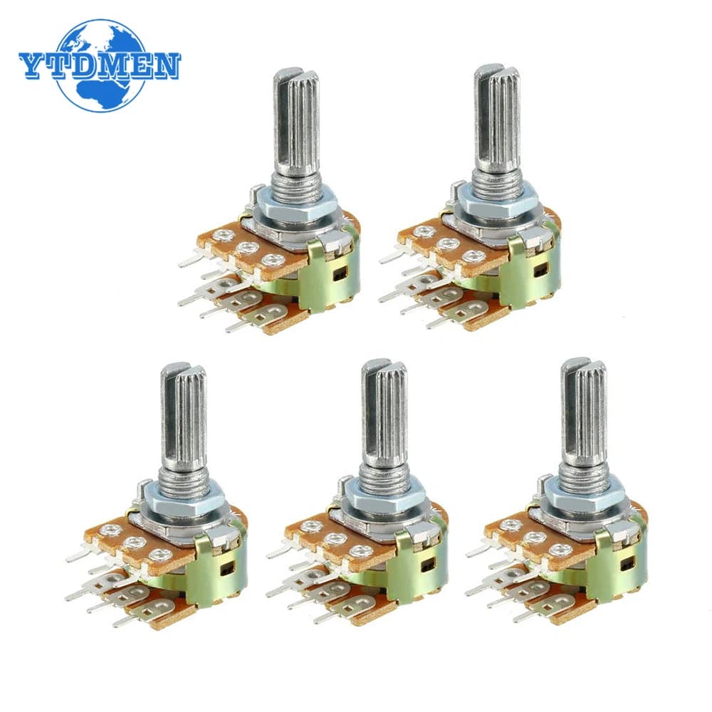5PCS WH148 Potentiometer 1K/2K/5K/10K/20K/50K/100K/250K/500K/1M Ohm 20MM 6PIN Taper Rotary Carbon Film Resistors