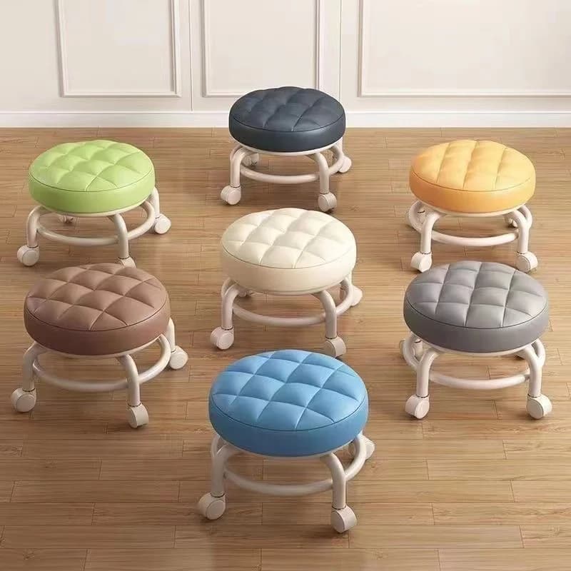 Hot Household Furniture Pulley Low Stool Small Footstool Children Round Stool Chair Living Room Mini Sofa Stool Move With Wheels