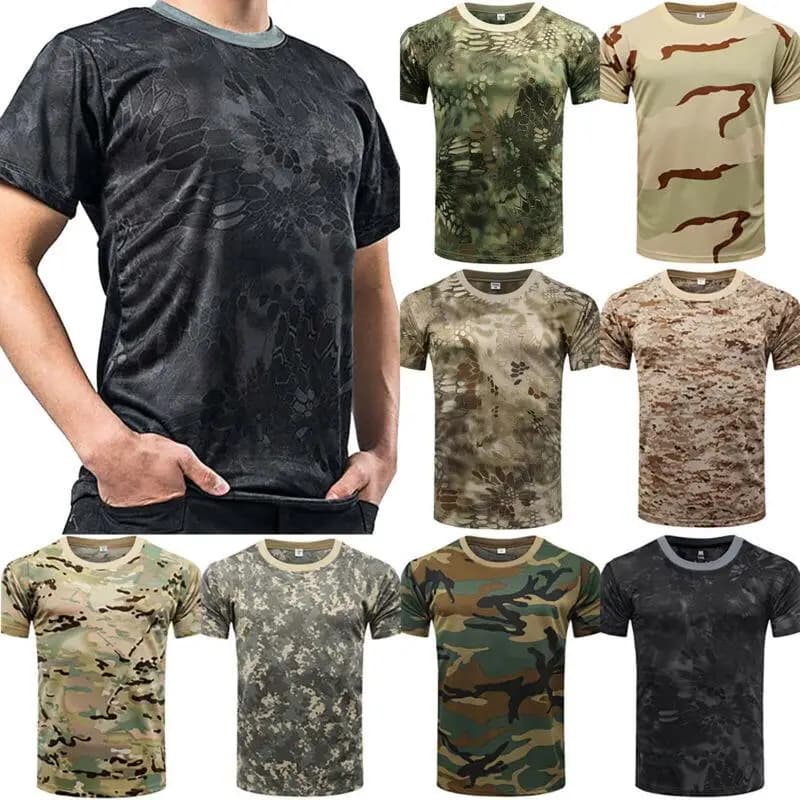 Men T Shirt 3d Print Short Sleeve Army Camouflage T Shirts Casual Round Neck Oversized Camo Tee Top Streetwear