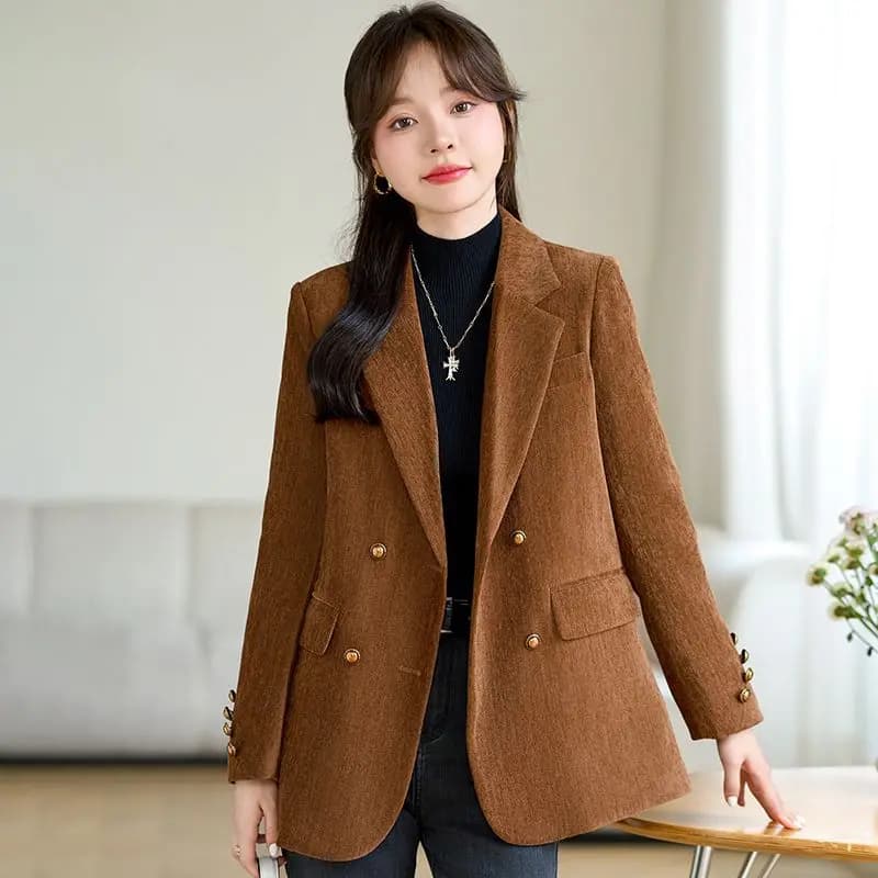 UNXX Luxury Vintage Metal Buttons Women Blazer High-end Clothing Autumn Winter Jacket Office Ladies Coat Loose Streetwear New