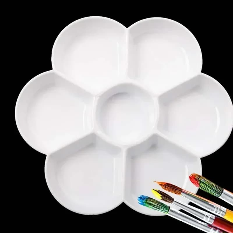 1Pcs Paint Tray Artist Watercolor Pigment Palette Plastic Plum Blossom Shape Children's Painting