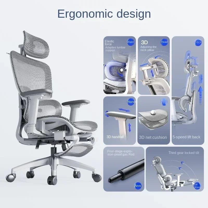 Ergonomic Office Chair with Headrest and Lumbar Support for Long Sitting Comfort