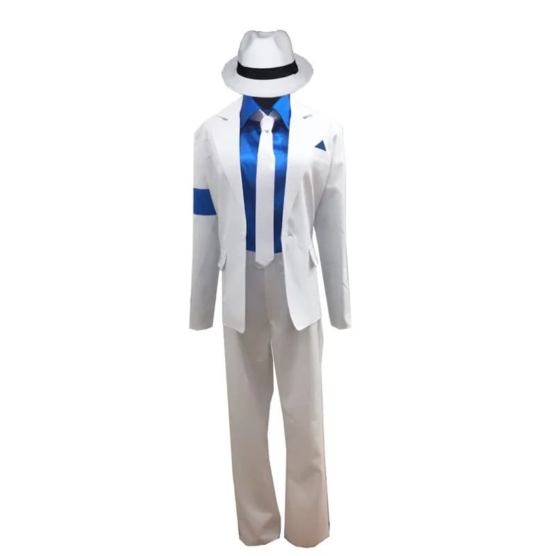 Custom Made Michael Jackson Smooth Criminal Suit Michael Jackson Cosplay Costume top+pants+shirt+tie+hat+strap