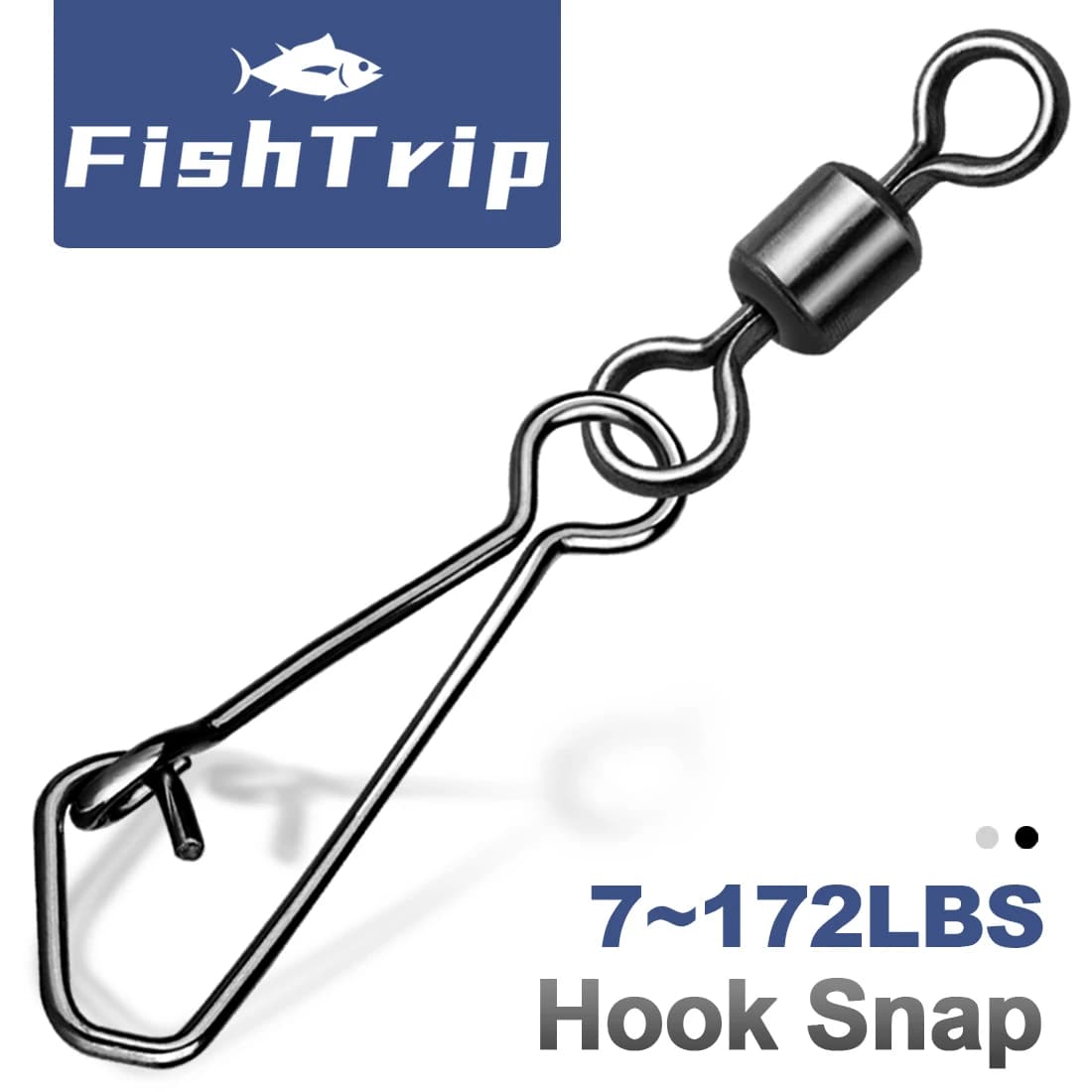 FishTrip Rolling Swivel with Hooked Snap Fishing Swivel Snap with Carabiner Stainless Steel Fishing Connector
