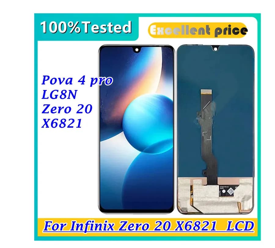 Tested 6.7" AMOLED For Infinix Zero 20 LCD Display Touch Screen Digitizer Assembly For  Zero 20 X6821 LCD Screen Replacment Part
