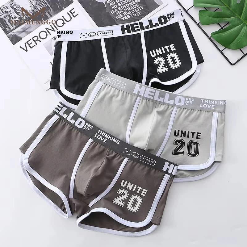 1/3pcs Men Underwear Sports Boxer Shorts Cotton Solid Color Sexy Panties Fashion Breathable  Comfortable Underpants man U Convex