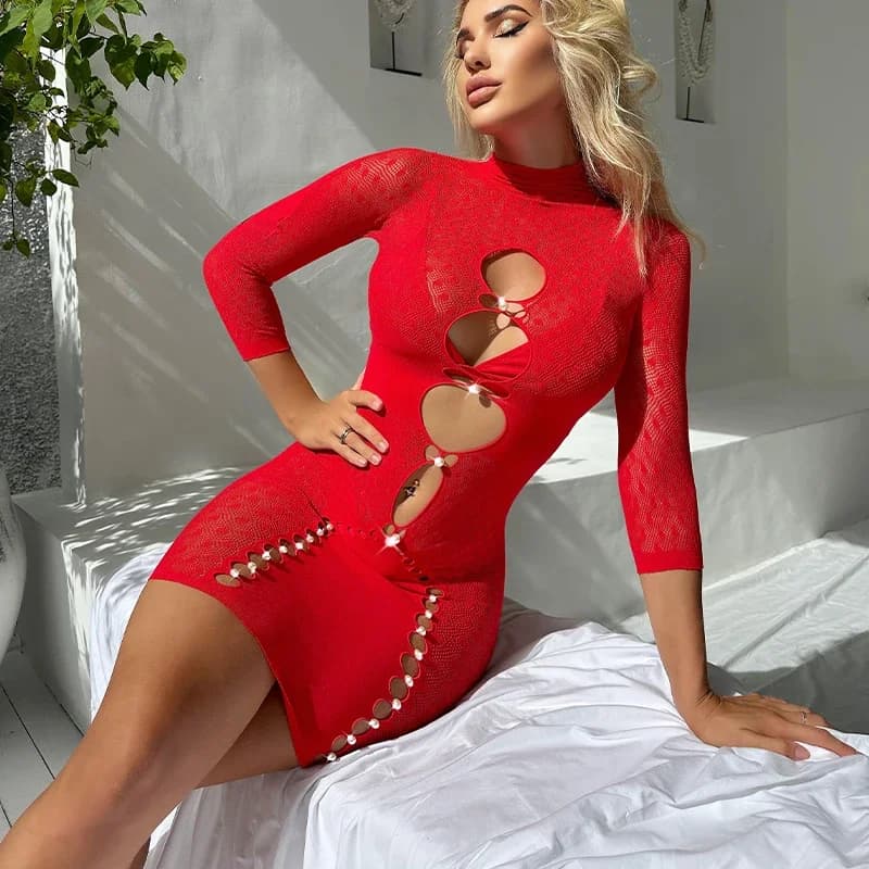 Sissy Lace Nightdress Porno Sex Male Underwear Sexy Costumes Sexual Lingerie Erotic Fishnet DressBabydoll For Women Fetish Wear