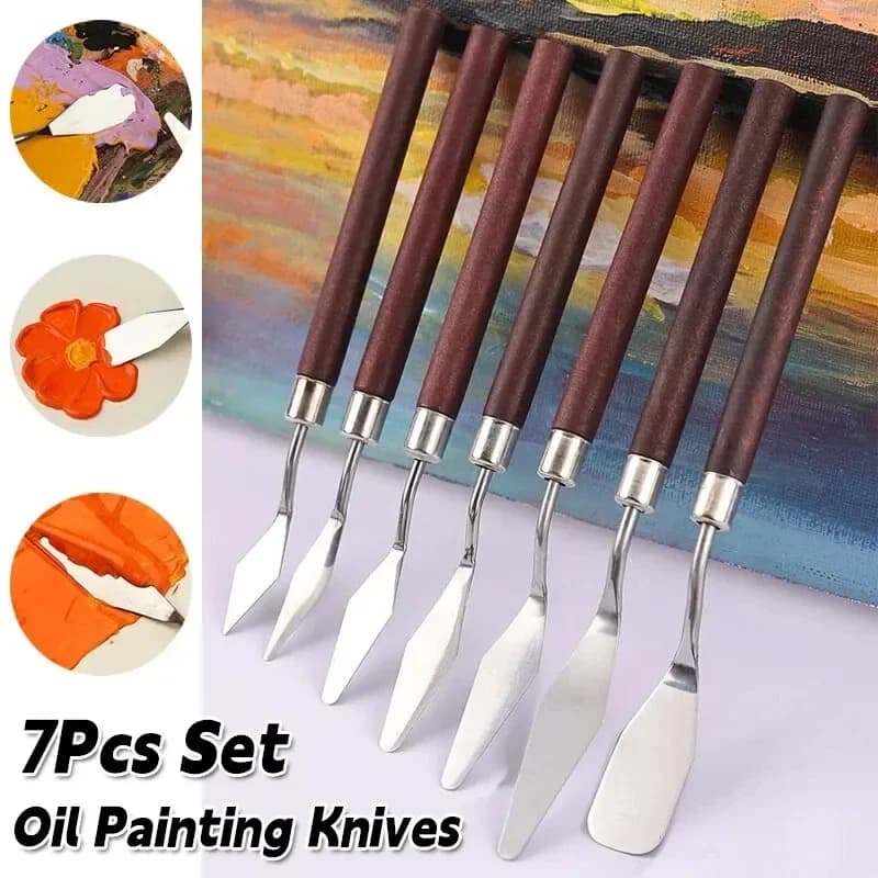 7Pcs/Set Stainless Steel Oil Painting Knives Artist Crafts Spatula Palette Knife Scraper Drawing Art Tools Stationery Supplies