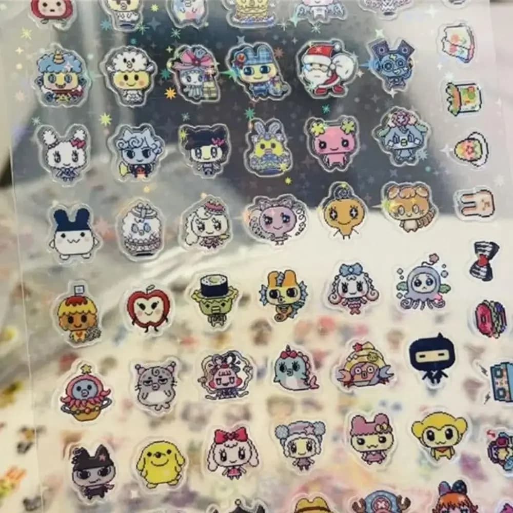 8pcs Japanese anime Tamagotchi Style pixel graph Cut film sticker desktop phone shell decoration Hand account diy accessory toy