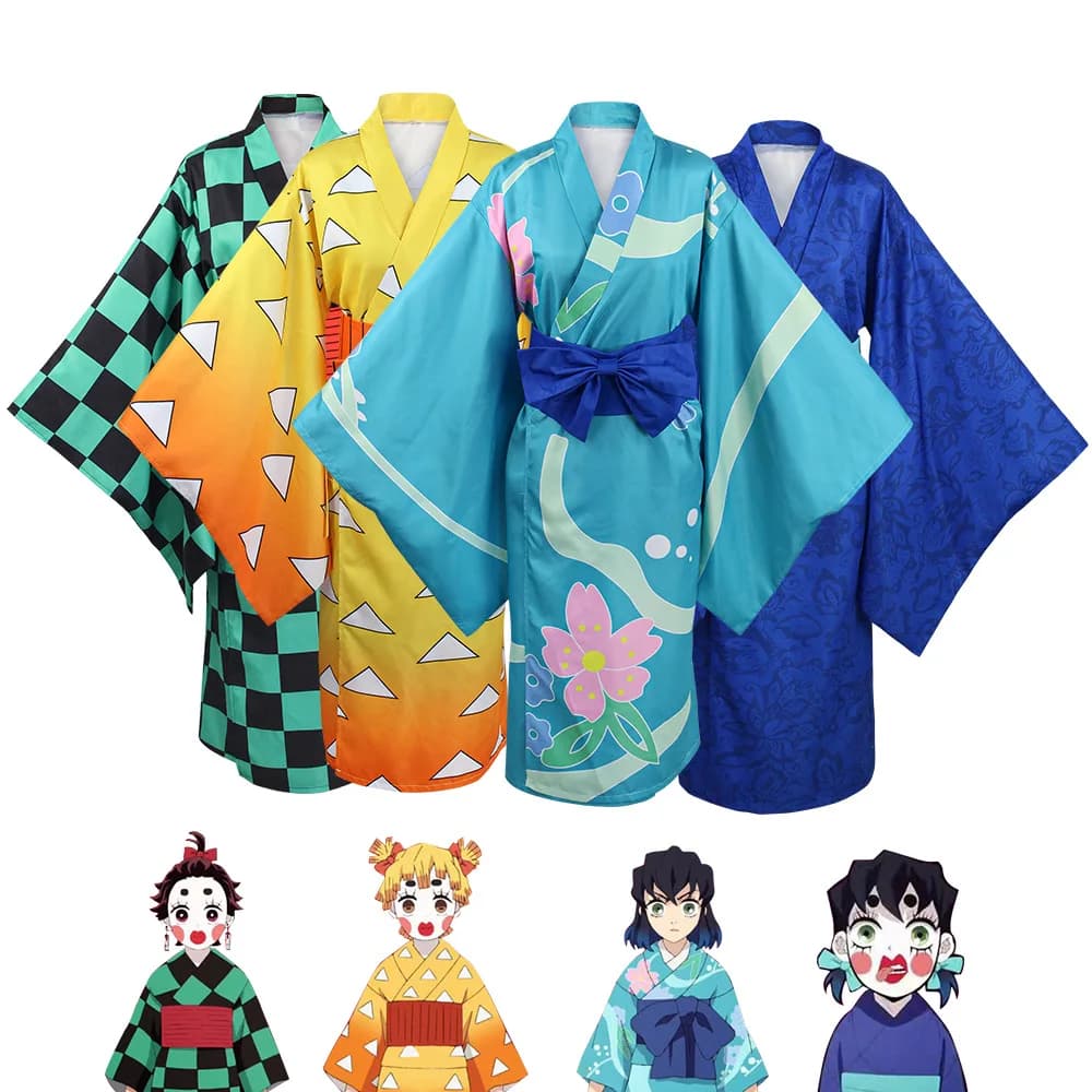Agatsuma Zenitsu Kimono Anime Cosplay Costume Kamado Tanjirou Hashibira Inosuke Dress Kimetsu No Yaiba Season