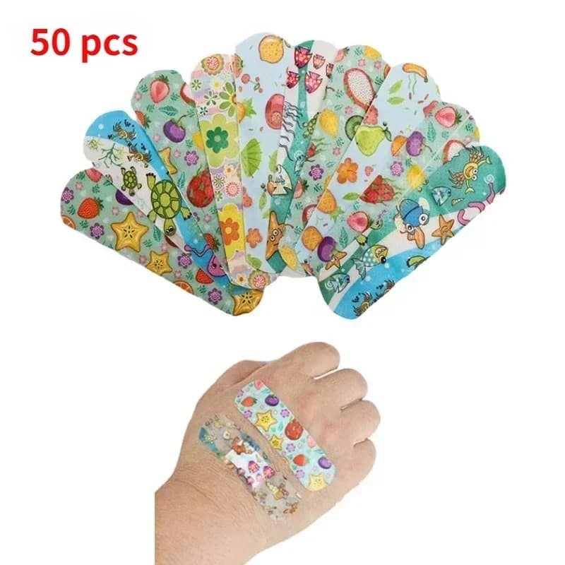 50pcs Cartoon Animal Pattern Waterproof Kids Band Aid Sticker AdhesiveWound Strips Plasters for Children Bandage Hemostasis Bebe