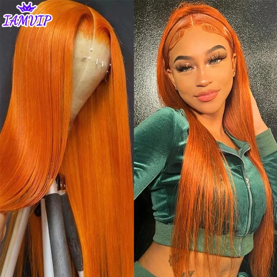 Ginger Orange HD Transparent Lace Frontal Wig For Women 13x6 Front Wigs Human Hair Bone Straight 13x4 Human Hair Lace Front Wig