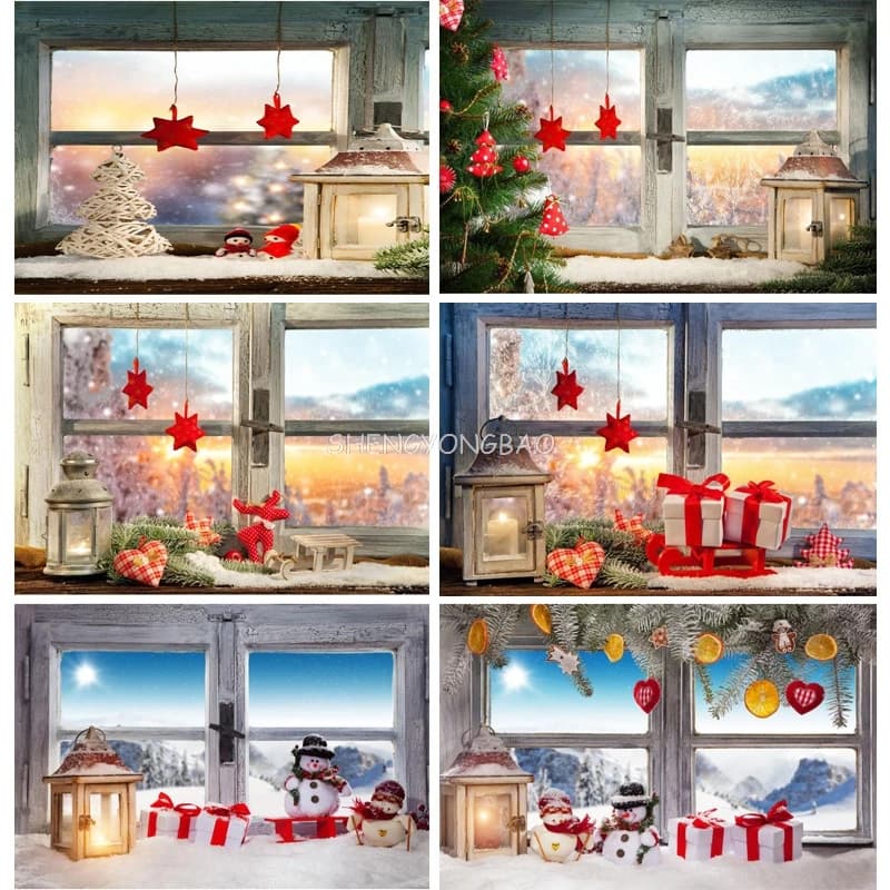 ZHISUXI Vinyl Custom Christmas day Photography Backdrops Prop Christmas gift Windows theme Photo Studio Background 20924XTW-05