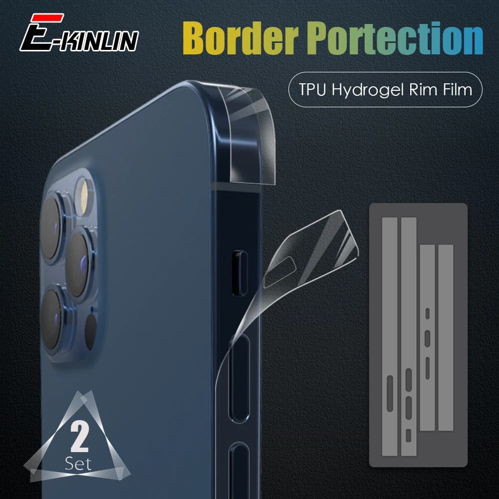 Carbon Fiber Sticker Clear Matte Phone Side Film For iPhone 16 15 14 Plus 13 12 Pro Max Frame Protective Border Hydrogel Film
