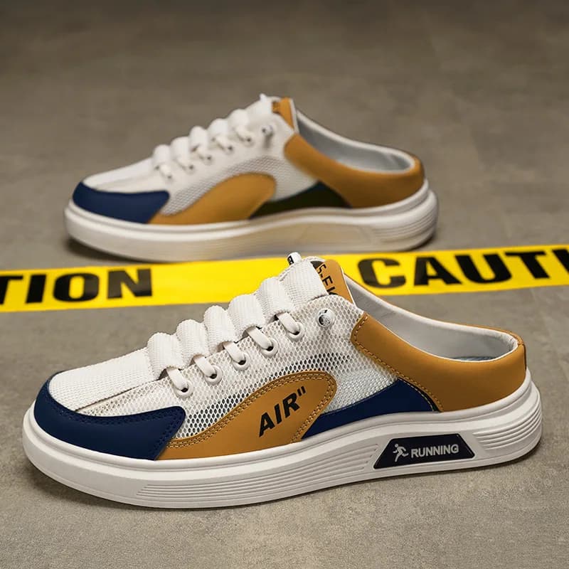 2025 Summer New  Men's Shoes Slip-On Loafers Flat Slippers Summer Half Slippers Lightweight Lazy Shoes Student Sandalias Zapatos