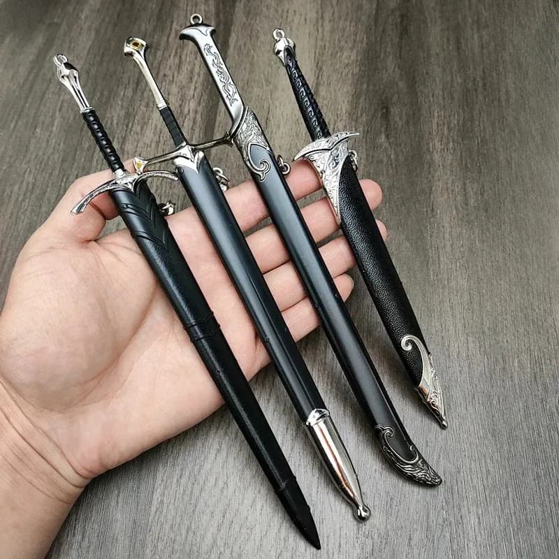 Glamdring Aragorn Narthil Sword Elves Anduril Middle-earth Weapon 22CM Metal Katana Samurai Sword Keychain Ornaments Gifts Toys