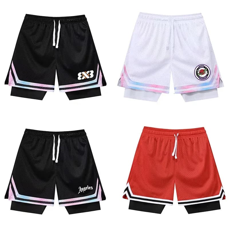 Fake Two Basketball Shorts Loose American Anti-light Men Women Ball Pants Summer Quasi-training Running Sports Five-point Pants
