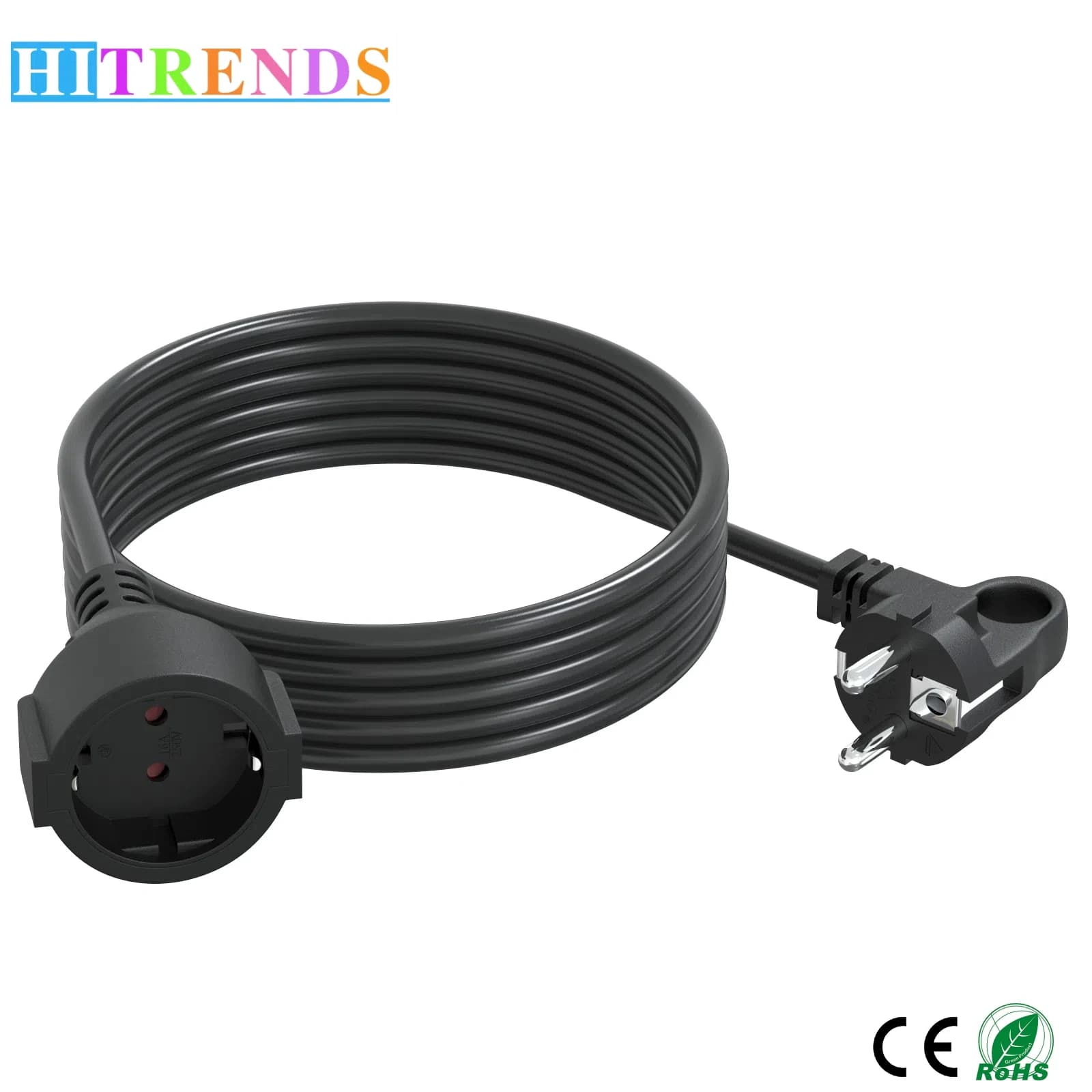 2M/3M/5M EU plug power extension line flat head protection contact power socket European standard 16A/250V 1.5mm ² IP44 3680W