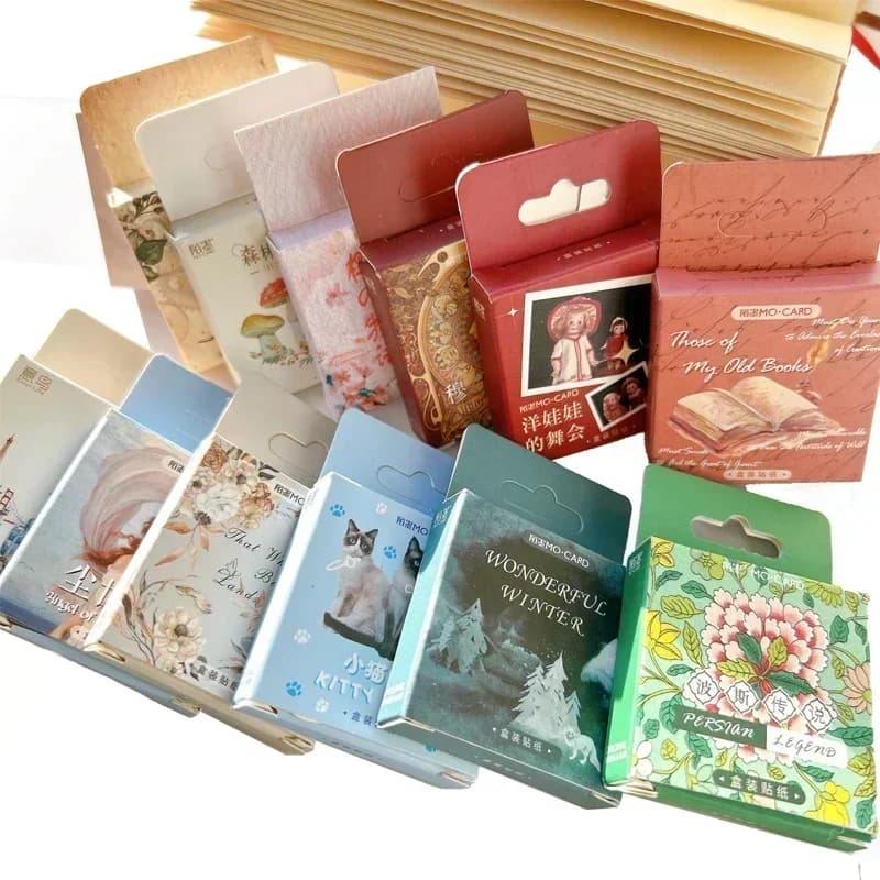 30/45/46Pcs Box Stickers Mini Flowers variety styles Diary Paper Label Seal Supplies Decorative Holiday Decoration Gift 4CM