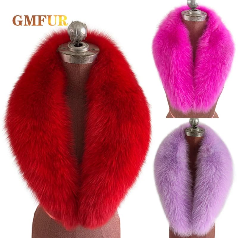 Women's Real Fox Fur Collar Russian Scarf Cold Winter Neck Warmer Jacket Fashion Luxury Designer Shawl Removable Scarves Female