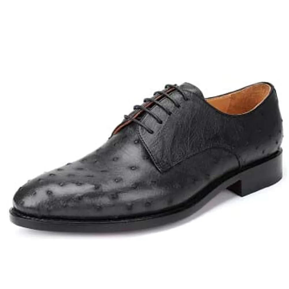 luolundika ostrich leather shoes men's young  business casual men dress shoes men formal shoes