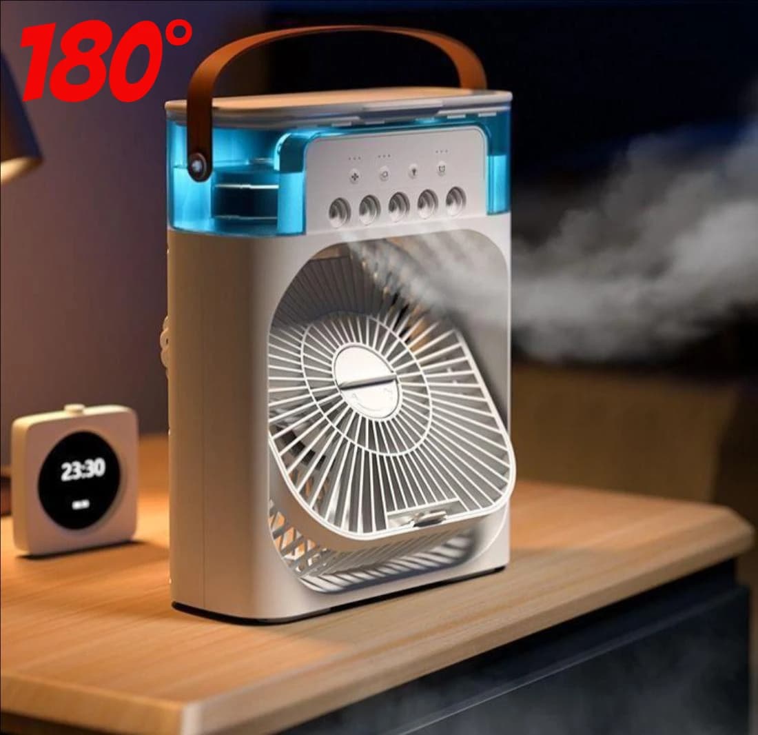 2025 New Portable Three in One Desktop Fan Air Conditioner Household Small Air Cooler LED Night Light Humidifier Household Fan