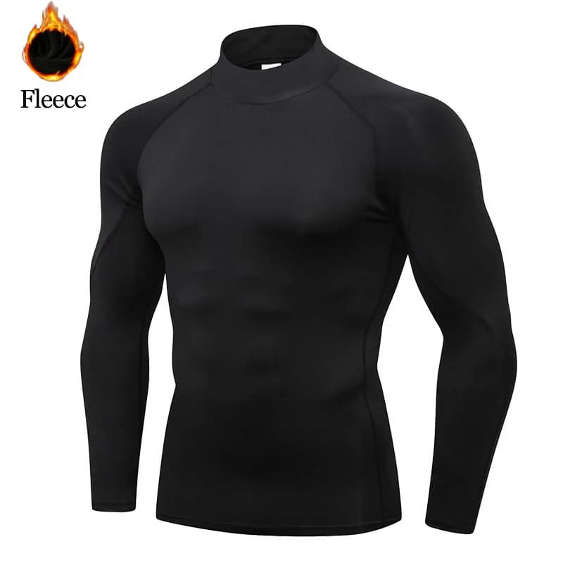 Winter T Shirt For Men Long Sleeve Tshirts Turtleneck Thermal Underwear High Quality Soft Thin fleece keep warm Shirt Homme