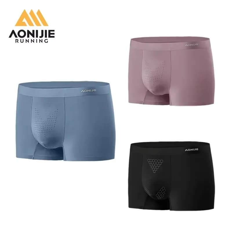 AONIJIE 3PCS Men's Sports Underwear Boxer Shorts Panties Breathable Running Fitness Gym  Professional Anti-friction Underpants