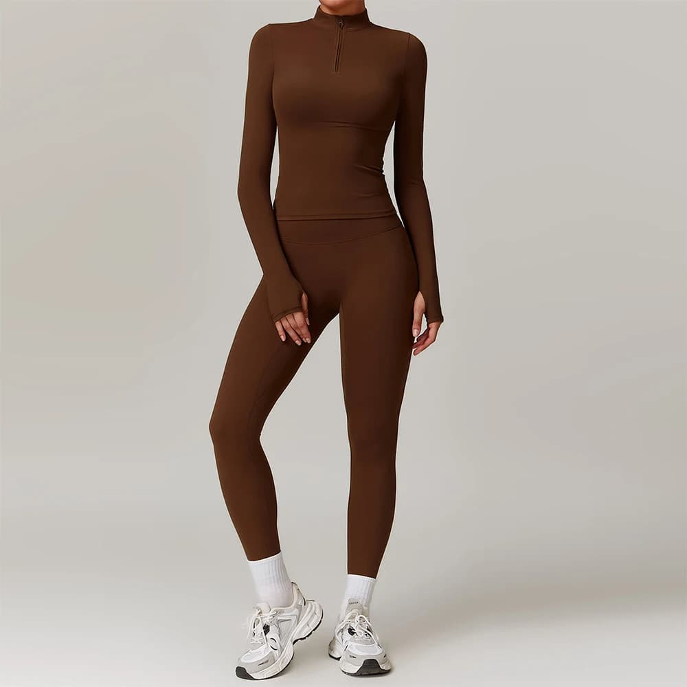 2PCS Yoga Set Women Workout Set Sportswear Gym Clothing Fitness Long Sleeve Crop Top High Waist Leggings Sports Suits Tracksuits