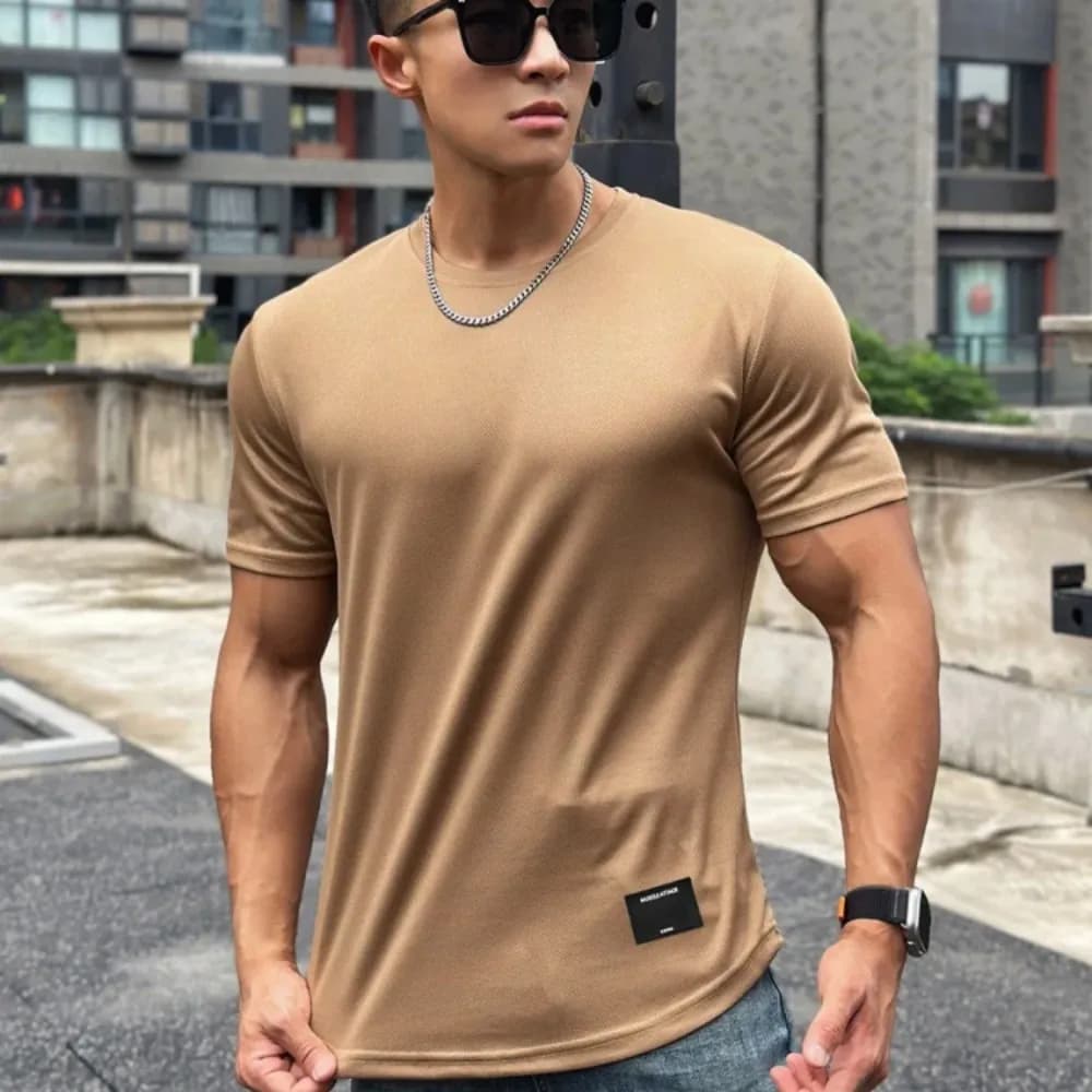 2024 new Men Summer Short Sleeve Fitness T Shirt Running Sport Gym Muscle T Shirt Workout Casual High Quality Tops Clothing