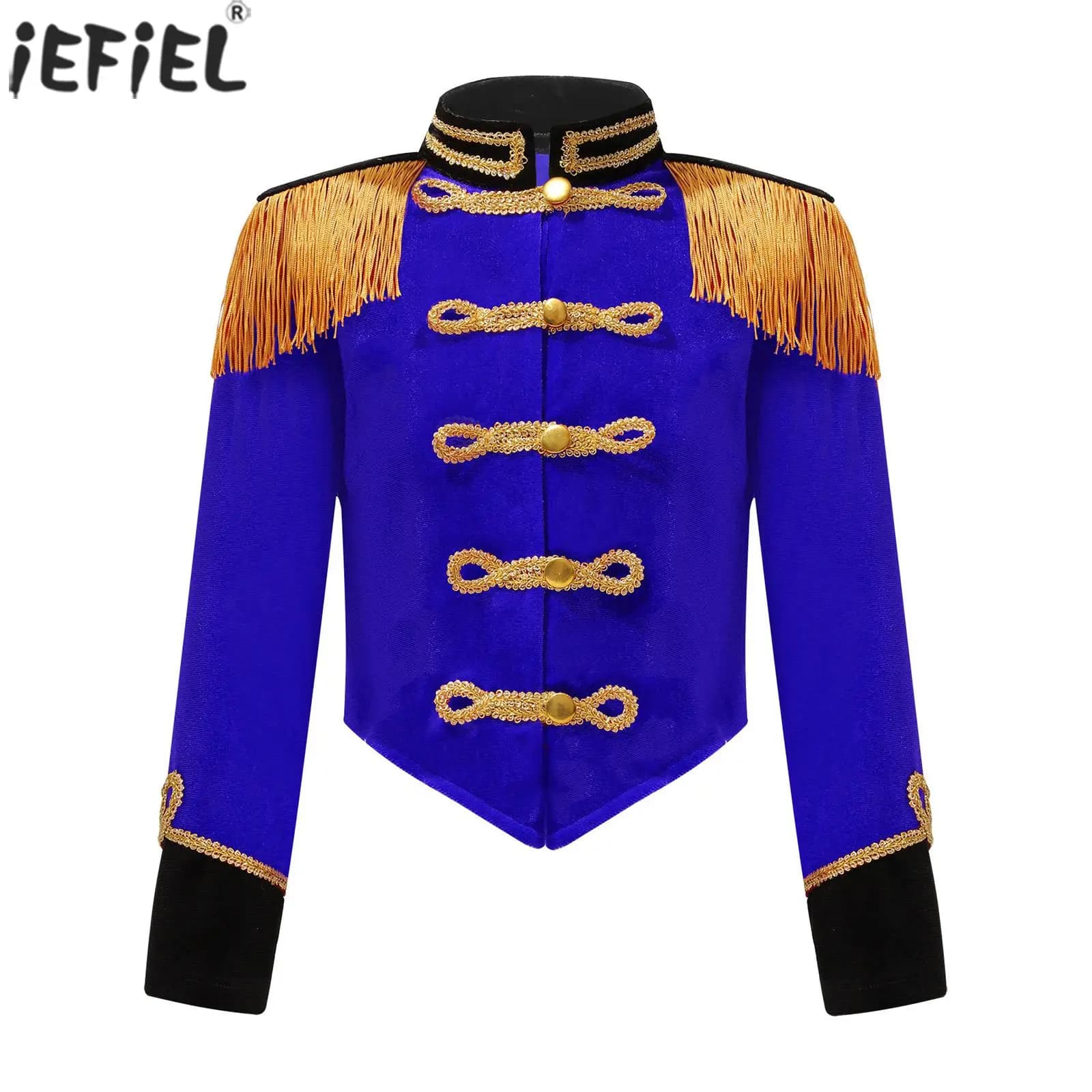 Kids Girls Halloween Circus Ringmaster Costume Ringleader Drummer Theme Party Cosplay Long Sleeve Tassel Epaulet Jacket Coat