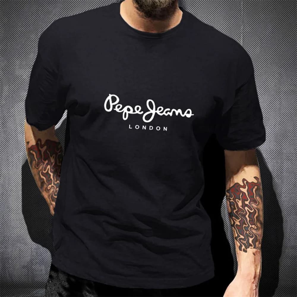Newest Pepe Jeans London Logo T Shirt Summer Men Short Sleeve Popular Fashion 100%Cotton Tops Trendy Streetwears Tees Clothing