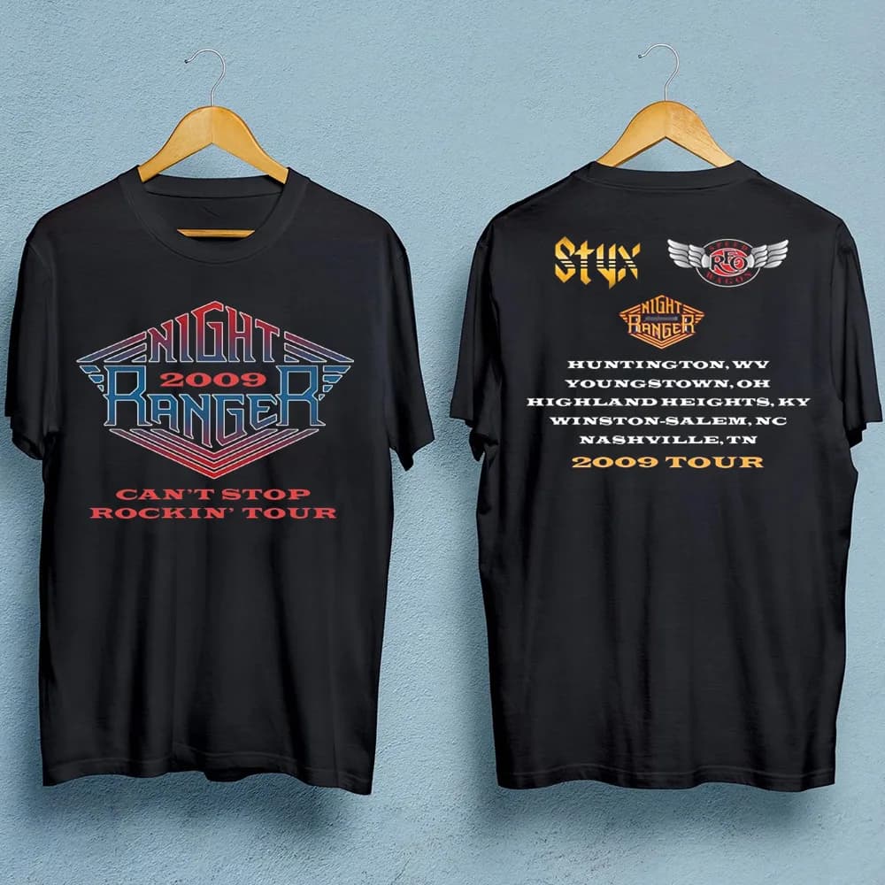 New Night Ranger Band Tour Double Sided Black All Size Gift T Shirt Ac1135