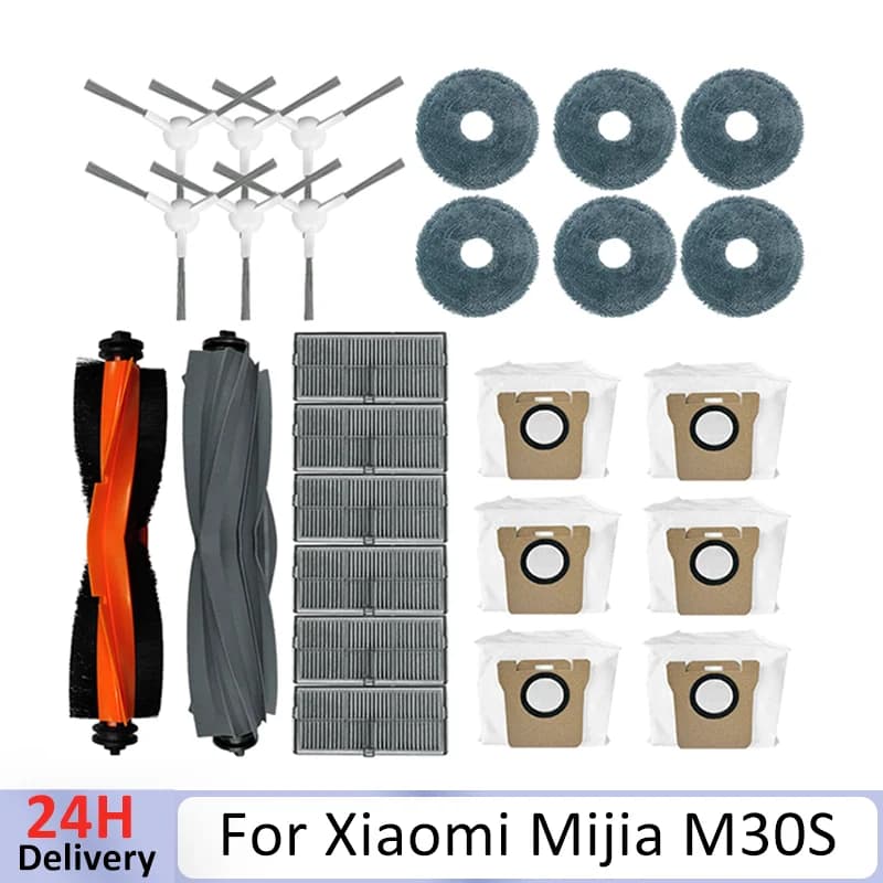 For Xiaomi Mijia M30S D103CN  Vacuum Cleaner Part Main Side Brush Hepa Filter Mop Cloth Rag Dust Bag Replacement Accessories