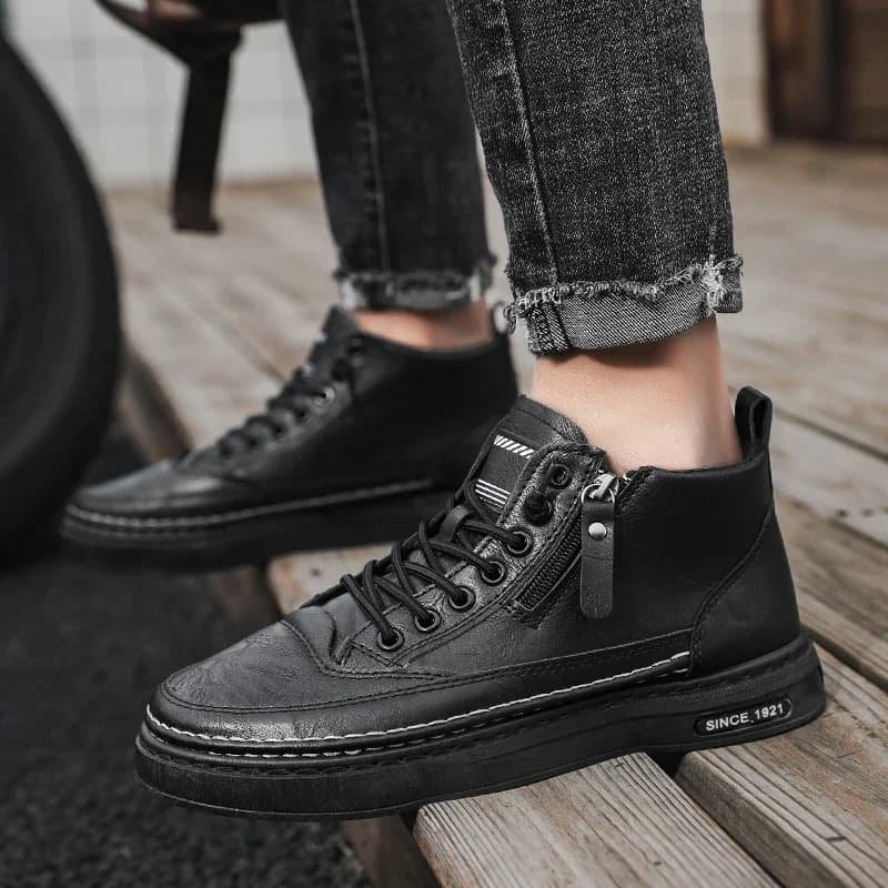 Men Ankle Boots Winter High Top Leather Shoes Cotton Shoes Fashion Boots Business Casual Outdoor Shoes Sneakers Botas Hombre