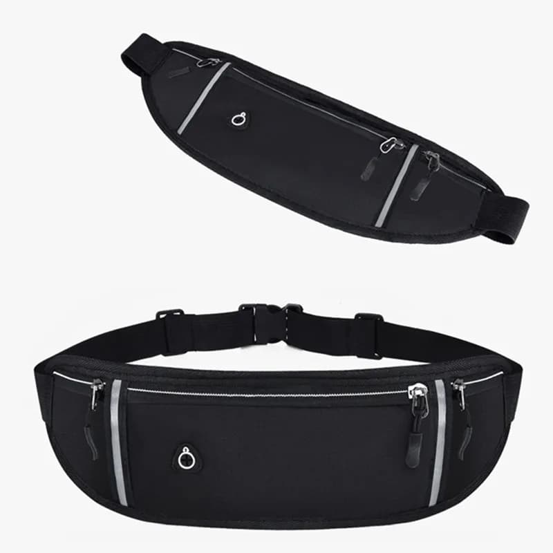 Running Waist Bag Lightweight Waterproof Reflective Strip Waist Fanny Pack Gym Sport Running Waist Pack Adjustable Elastic Strap