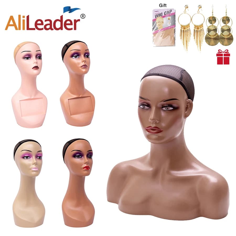 Cheap African Female Mannequin Head With Shoulder Plastic Mannequin Head For Wig Stand For Wigs Display Making Wigs Manikin Head