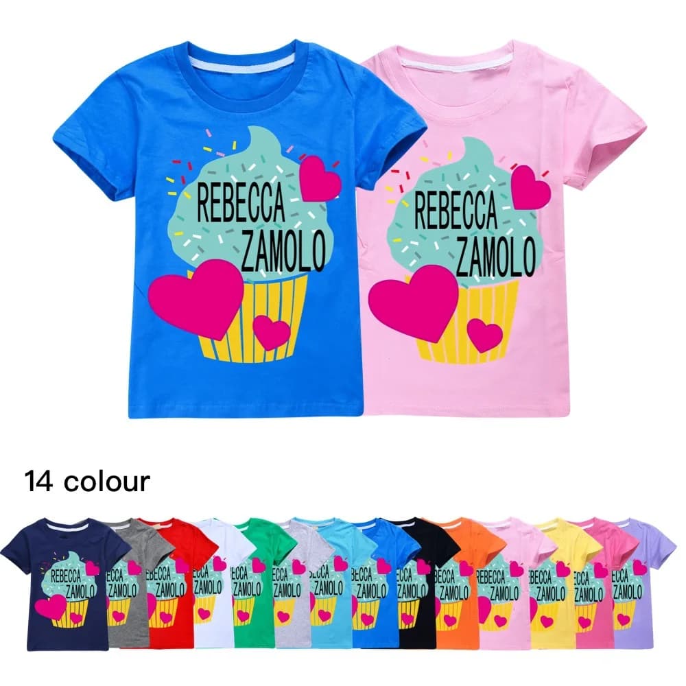 Funny REBECCA ZAMOLO Clothes Kids Cartoon Casual T Shirt Baby Boys 100% COTTON Clothing Girl Striped T-Shirt Tops1518