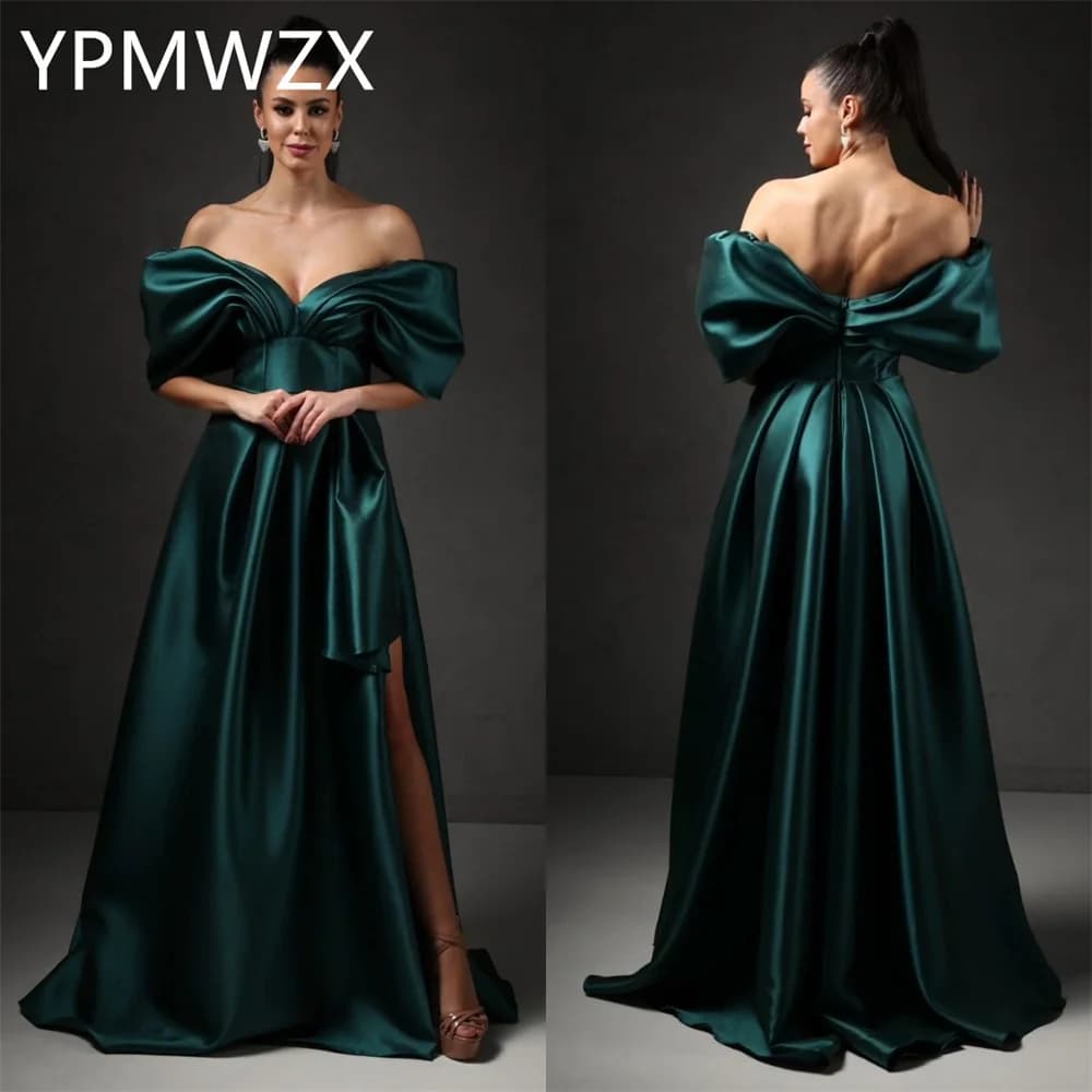 Customized Evening Dress Party Occasion Women Formal  YPMWZX V-neck A-line Floor Length Skirts Draped Bespoke  Dres