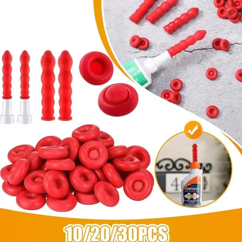 10-30pcs Caulking Gun Nozzles Cap Red Caulk Saving Caulk Glue Tip Sealing Cap For Sealing And Preserving Leakproof Sleeve Tool