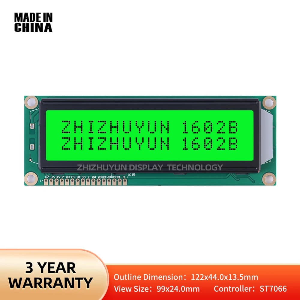 Stable Supply Of Goods LCM1602B LCD Screen Module Emerald Green Light Black Characters 122*44*13.5Mm Character Display Module