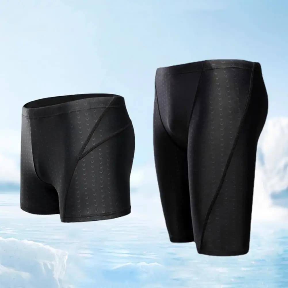 Men Swimming Shorts Waterproof Quick Dry Swimwear Swim Trunks Mid Waist Soft Breathable Solid Color Plus Size Swimming Pants