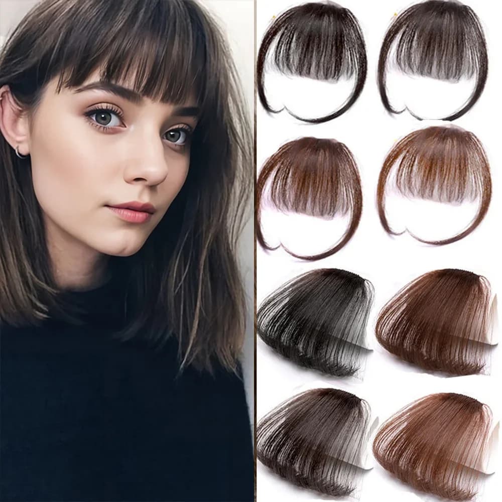 Fake Air Bangs Synthetic Hair Extension Soft Light Air Hair Bangs Clip On Hair Extension False Straight Hair Bangs Fringe