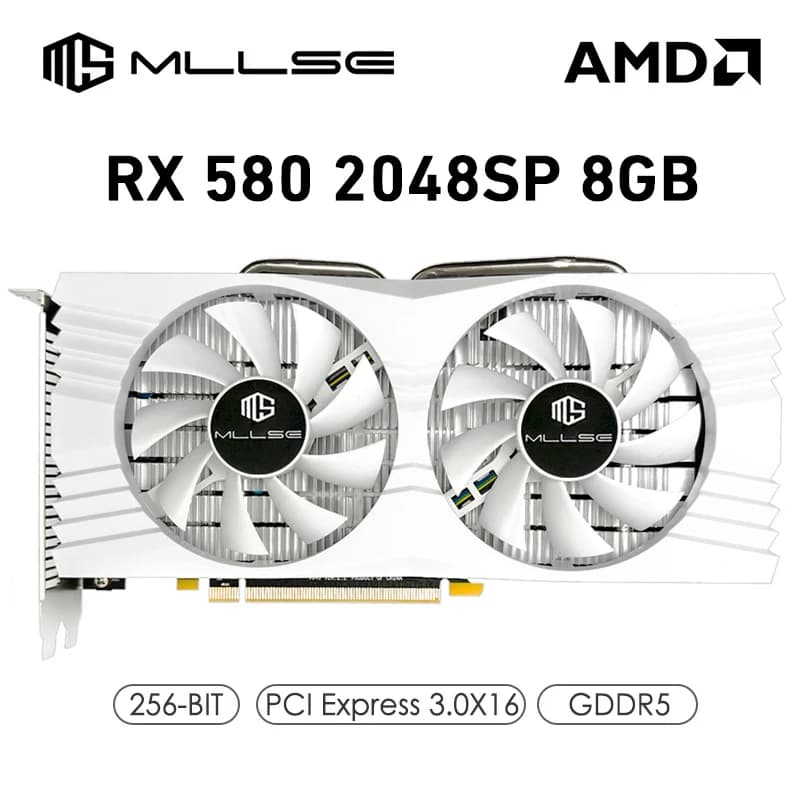 MLLSE Graphics Card AMD Radeon RX 580 8G GDDR5 256Bit 2048SP PCI Express 3.0 ×16 GPU Computer Gaming RX 580 8GB placa de video