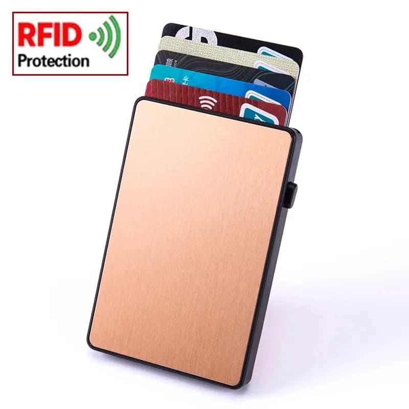 Gold Thin Pop Up ID RFID Card Holder For Man Slim Men's Card Wallet RFID Creative Credit Card Case For Women Female